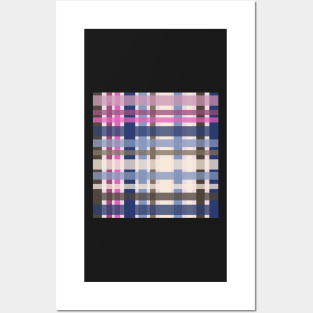 Modern tartan plaid in tones of sage blue green and caramel Posters and Art